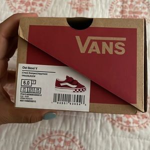 Old school red Vans, size 6C toddler, box included, normal wear and tear.